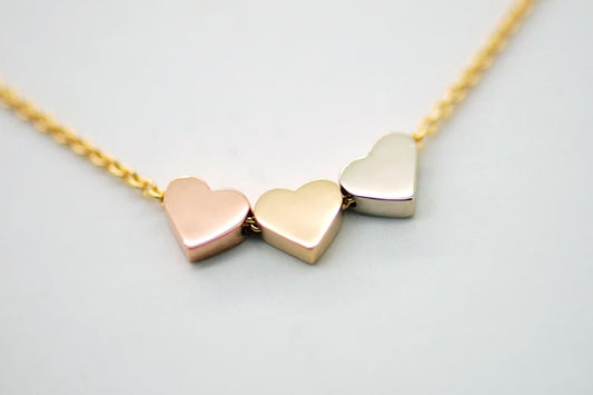 Modern gold heart necklace - tiny, colorful and solid