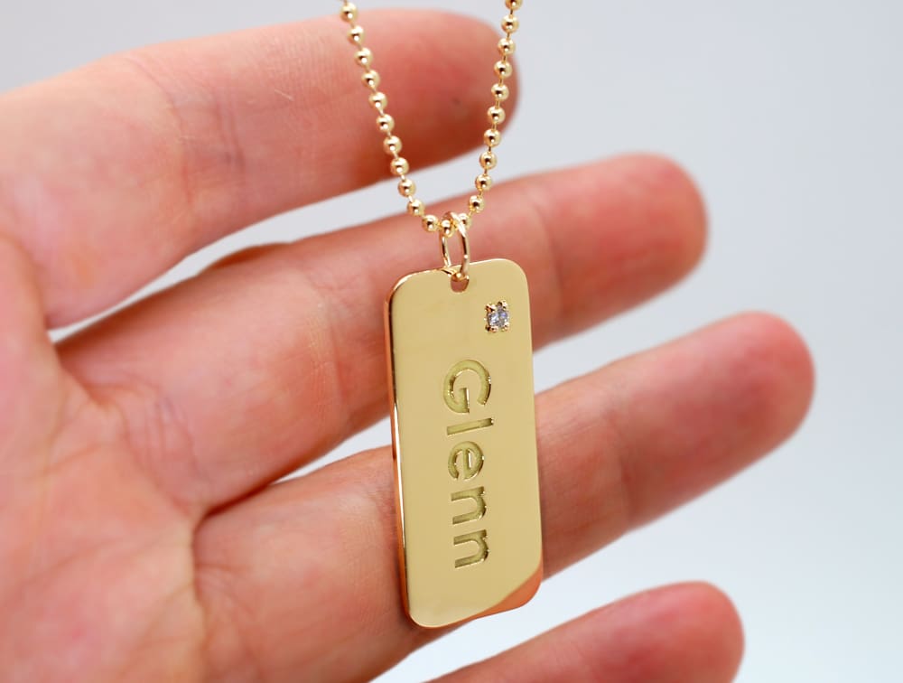 Gold Pendant Necklace 18k Gold Dog Tags Stainless Steel Dog Tag