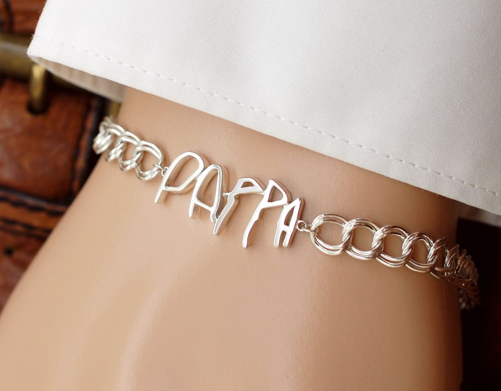 Handwriting Bracelet for Men: Sterling Silver Personalized