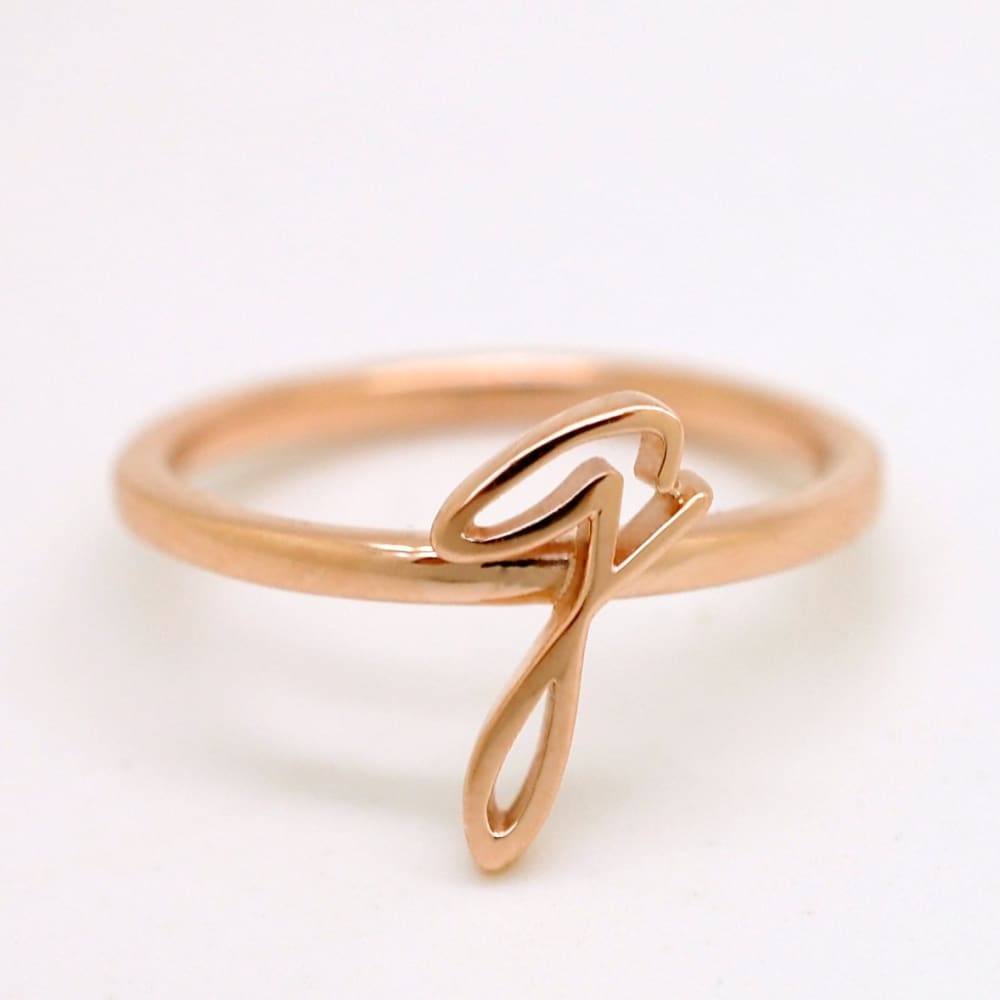 Handwriting Ring 14K Solid Gold Initial Ring, Customized Stacking Ring in Yellow, White, Rose Gold - Fine Jewelry by Anastasia Savenko