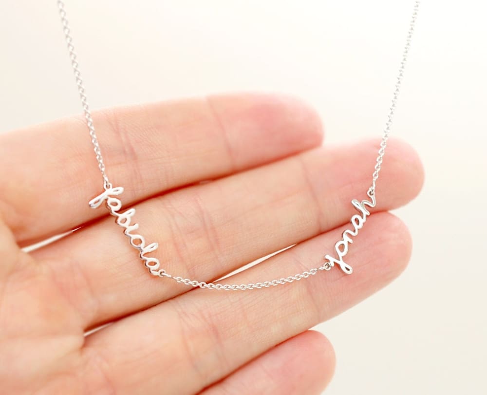 Solid Platinum Kids Names Necklace 1 2 3 4 5 6 7 Names For Mom