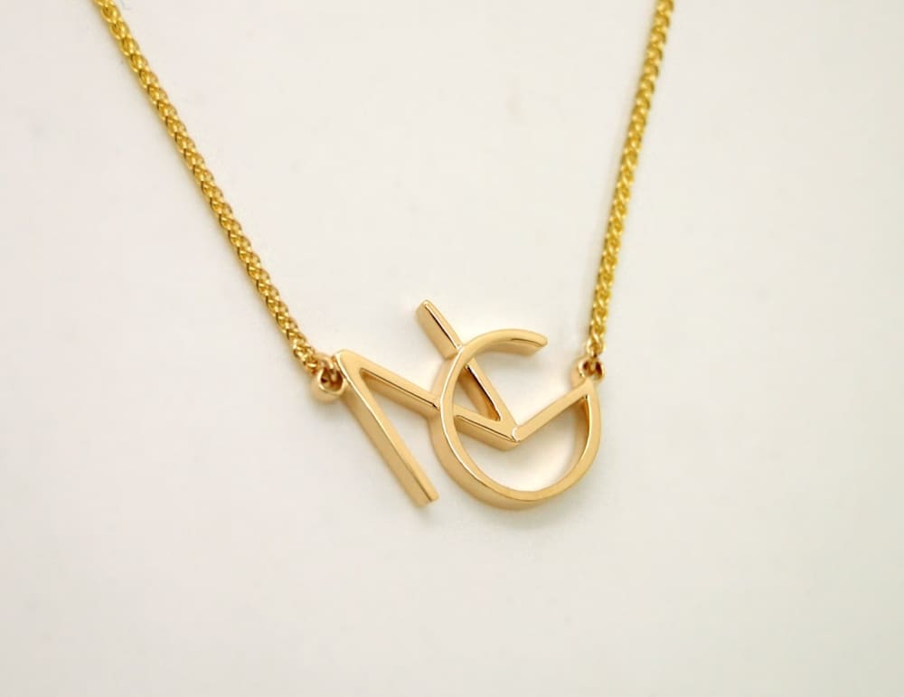 Two Initials Personalized Necklace 14K Gold 2 Initials Necklace Gift  Monogram Necklace