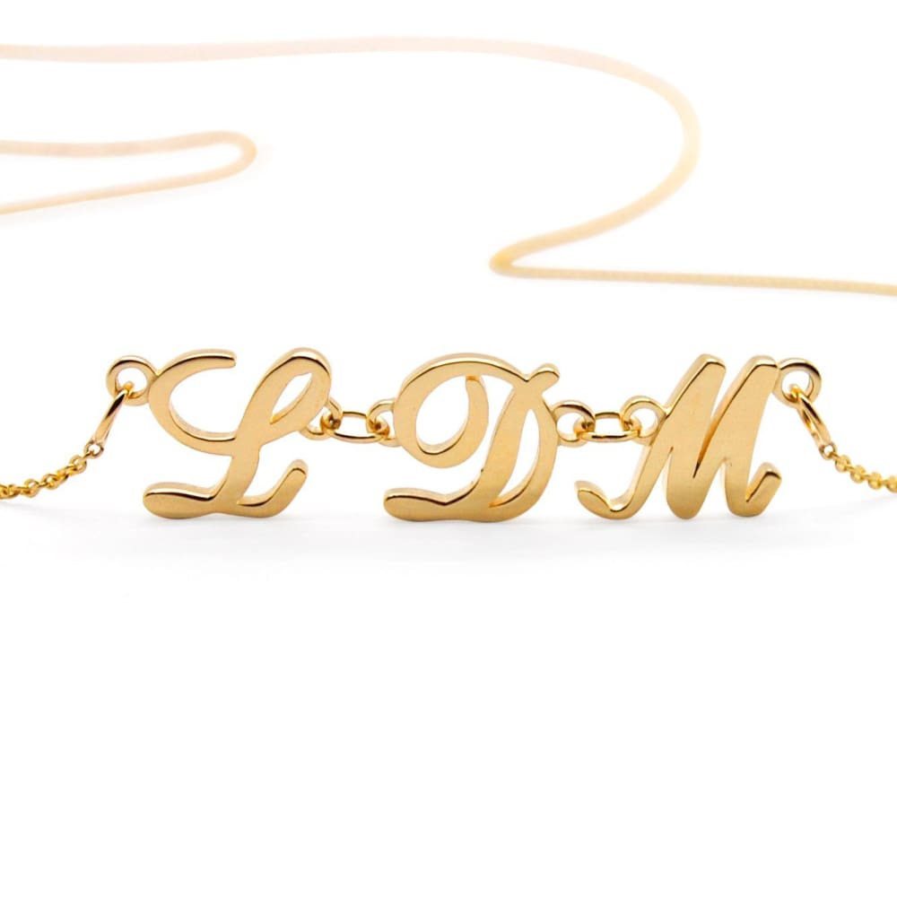 Name Necklace Gold Initial Necklace: 14k Gold Necklace With Three