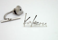 Personalized Tie Tack with Handwriting: Jewelry Gifts for Men, Sterling Silver - Fine Jewelry by Anastasia Savenko