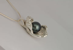 Single Pearl Necklace: Tahitian Pearl Sterling Silver Pendant - Fine Jewelry by Anastasia Savenko
