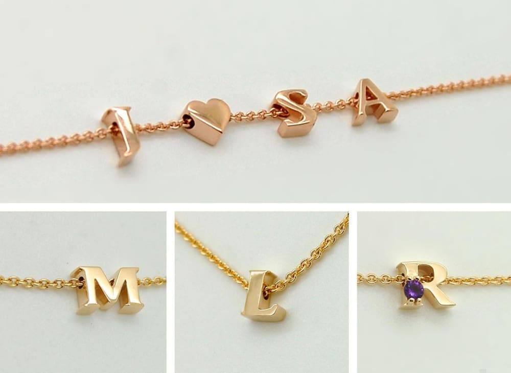 Tiny Letter Necklace 14K Solid Gold Personalized Minimalist Jewelry gift For Her custom necklace