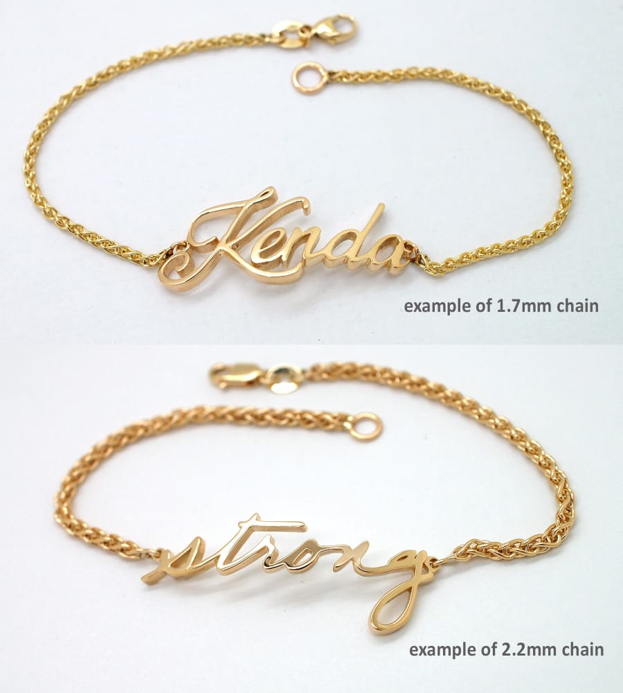 14K Gold Bracelet with Name Pendant in 14K Gold by oNecklace