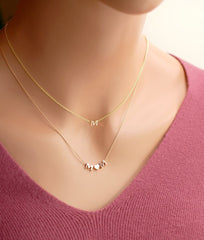 Solid 14K Gold Tiny Heart Necklace Add Small Initial Charms 1 Charm 22in Necklace