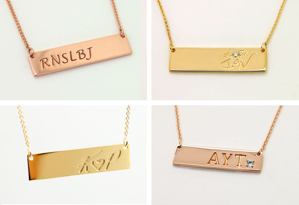 Personalized Family Birthstone Mother's Vertical Bar Pendant Necklace