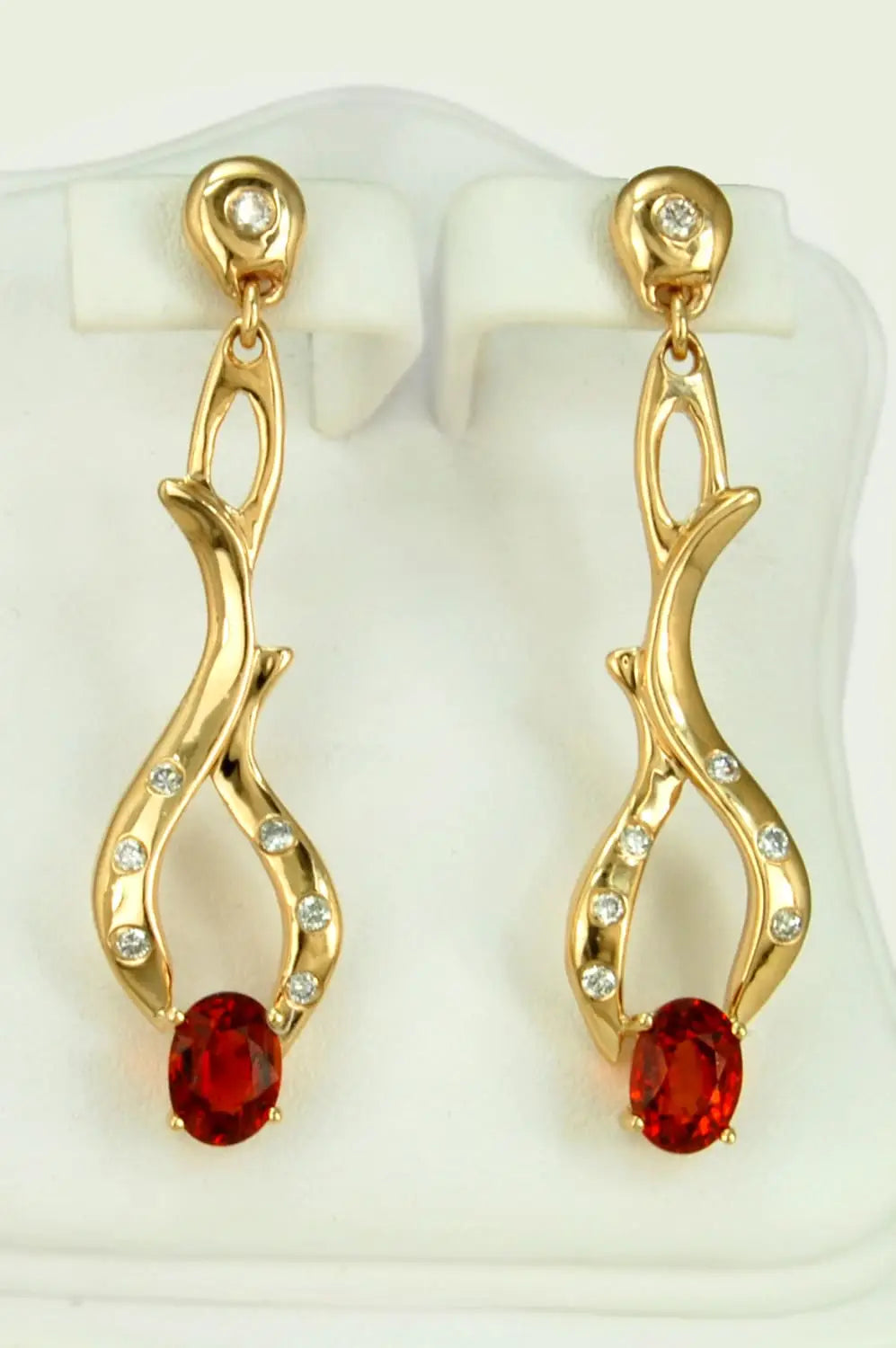 Custom 14K Gold Earrings With Bright Orange Spessartite