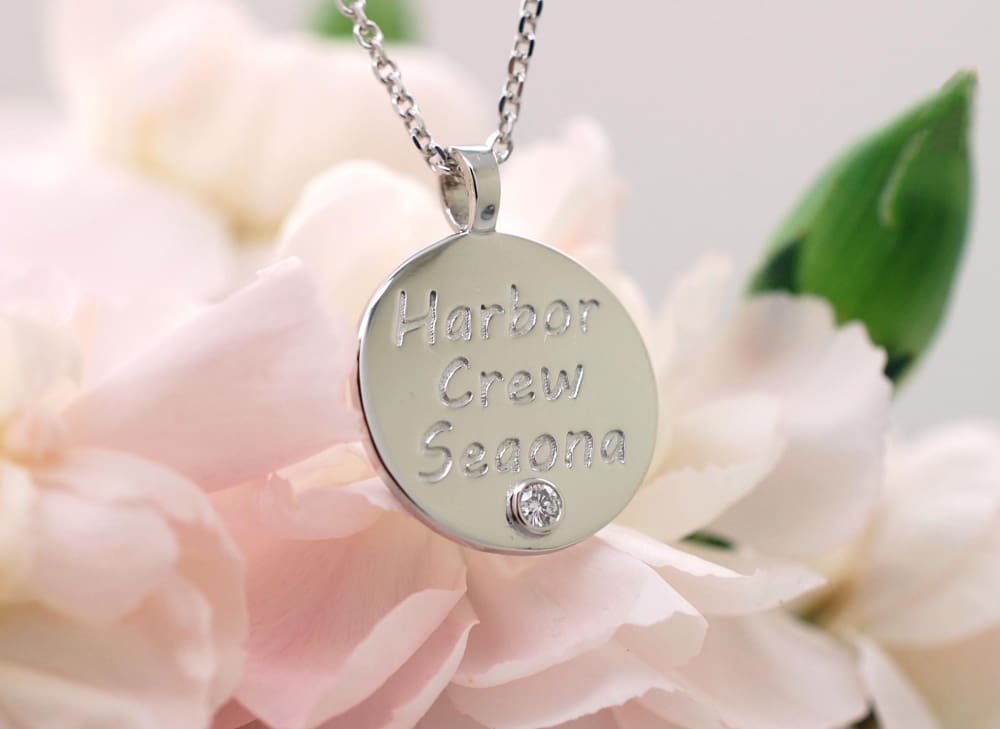 Custom Engraved Platinum Circle Pendant Necklace - Anniversary Jewelry Gift custom necklace