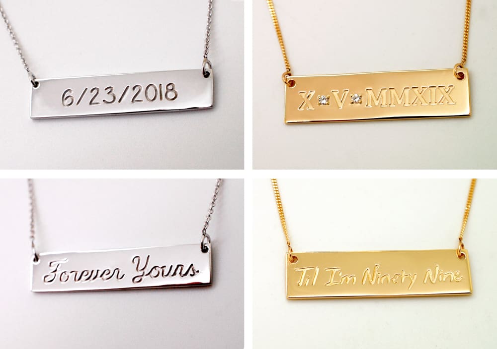 Customized Handwriting 14K Solid Gold Bar Necklace Signature Handwriting Jewelry Jewelry