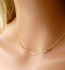 Grandkids Name Necklace for Grandma 14K Solid Gold Grandmother Family with 1 2 3 4 5 6 Grandchildren Jewelry