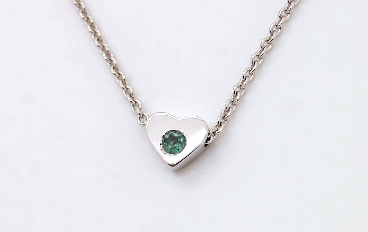 white gold heart necklace with alexandrite june birthstone