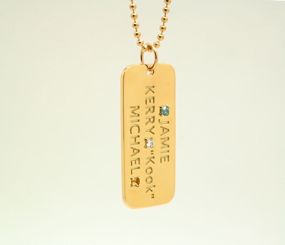 Personalized Dog Tag 14K Gold Custom Dog Tag Necklace Mens Daddy Necklace Anniversary Gift for Men 1x.45in Tag 16 in Necklace