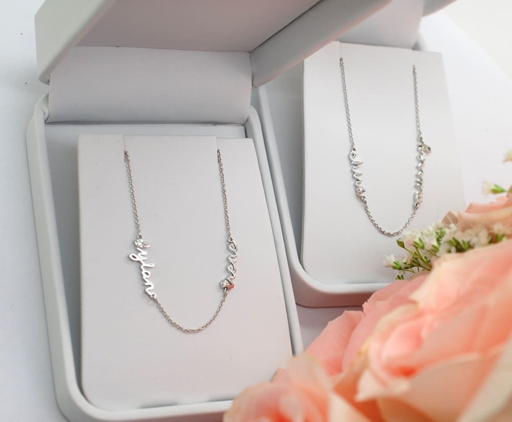 Solid Platinum Kids Names Necklace 1 2 3 4 5 6 7 Names For Mom