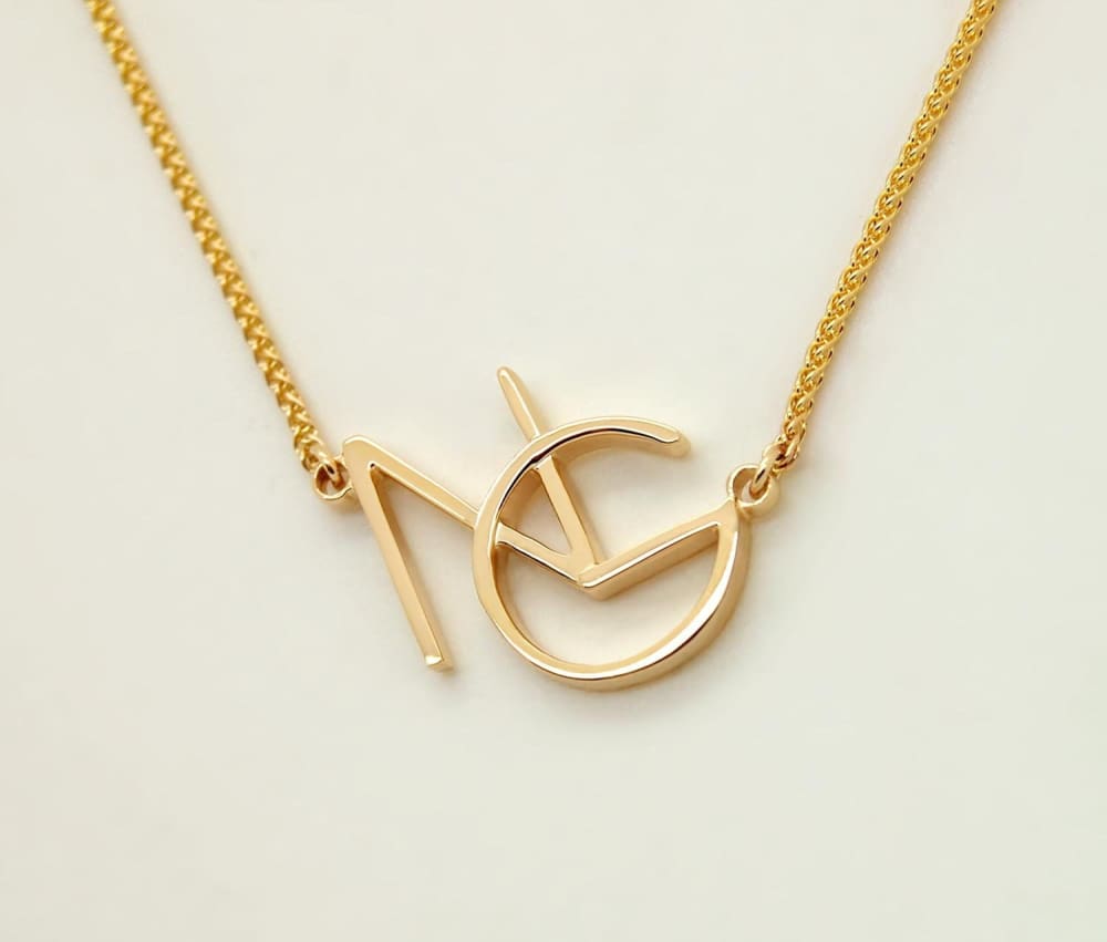 Sideways Modern Monogram Necklace 14K Gold Two Letters Necklace Gold – Fine  Jewelry by Anastasia Savenko