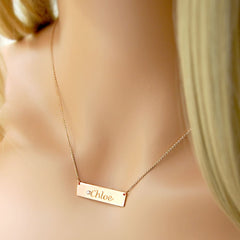 Solid 14K Gold Bar Customizable College Graduation Necklace for Her Personalized Gift For Teacher Jewelry