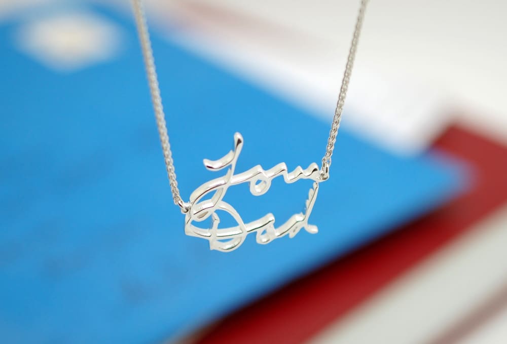 Your Childrens Drawing Necklace Kids Name Jewelry for Mom Children Name Jewelry Kids Artwork Necklace Kids Writing Jewelry