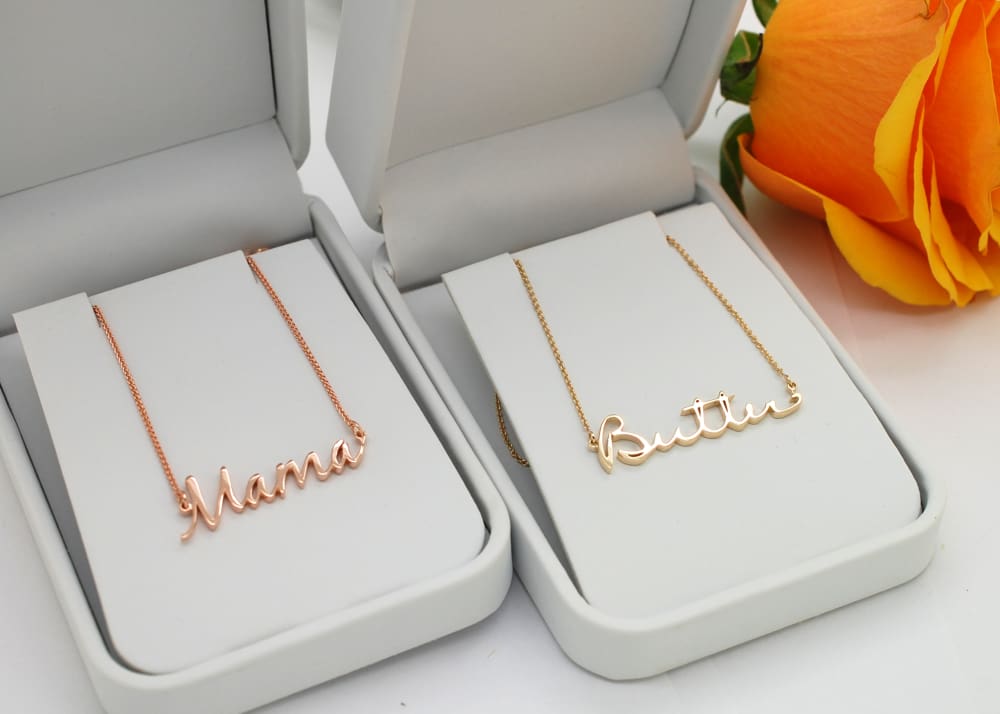 14K Gold Handwriting Necklace add birthstones custom necklace