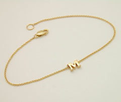 14K Gold Letter Bracelet add Tiny Initials Heart or Star - Solid Gold Charms custom bracelet