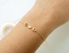 tiny letter initial gold or silver bracelet - personalized A - Z on ,  $14.50