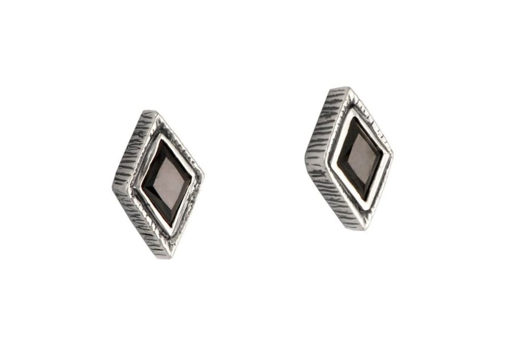 Black Kite Gemstone Stud Earrings, Sterling Silver - Fine Jewelry by Anastasia Savenko