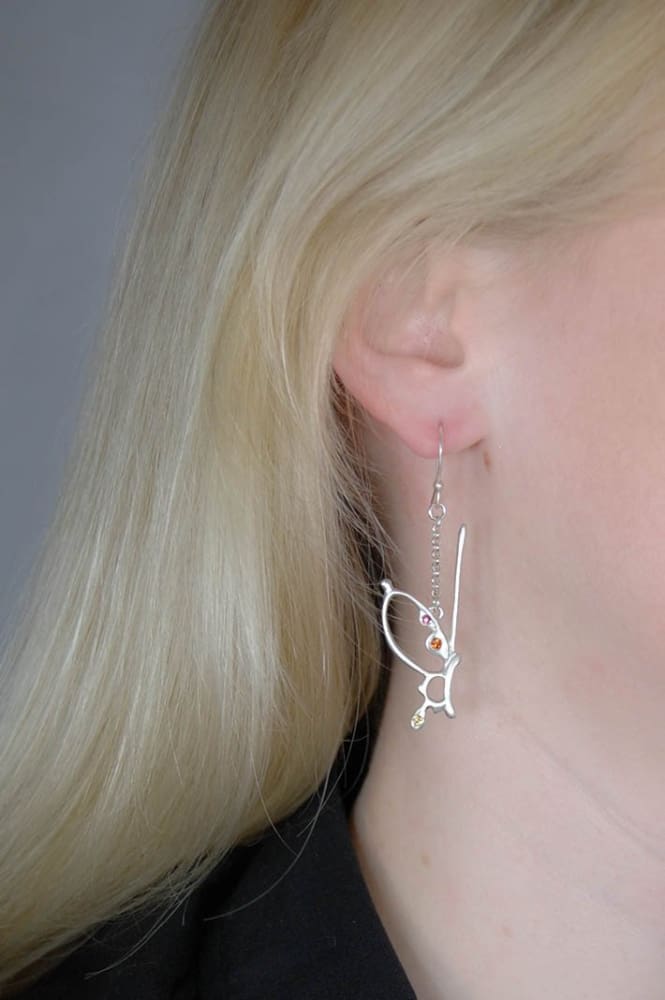 Butterfly Wing Earrings: Sterling Silver Dangle Earrings With Gemstones - Fine Jewelry by Anastasia Savenko