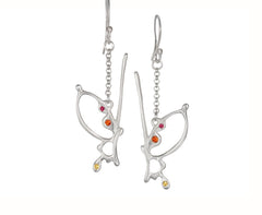 Butterfly Wing Earrings: Sterling Silver Dangle Earrings With Gemstones - Fine Jewelry by Anastasia Savenko