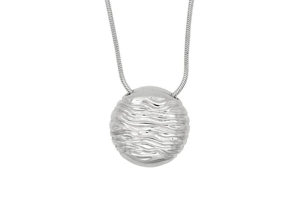 Circle Pendant Necklace: Sterling Silver Wave Circle Necklace
