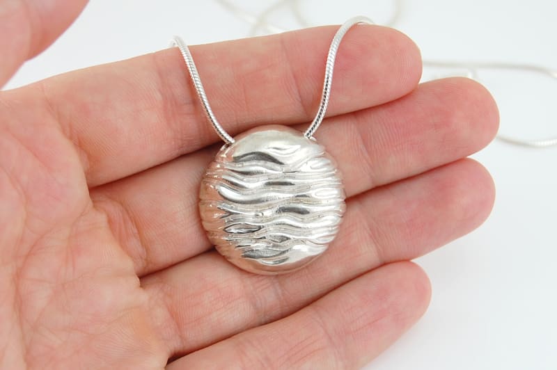Circle Pendant Necklace: Sterling Silver Wave Circle Necklace - Fine Jewelry by Anastasia Savenko