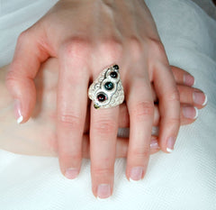 Dragon scale ring: multi gemstone ring, sterling silver - Fine Jewelry by Anastasia Savenko