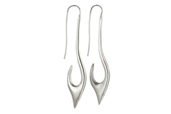 Fish hook earrings: brushed sterling silver long earrings - Fine Jewelry by Anastasia Savenko