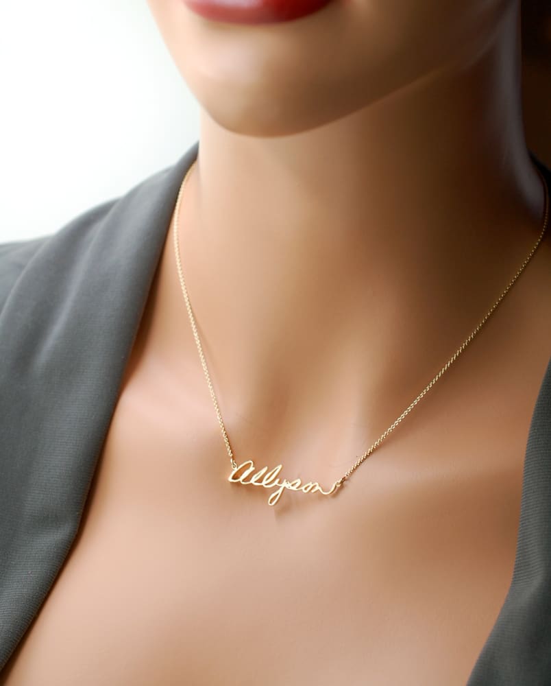 Gold Handwriting jewelry: Necklace in Actual Handwriting custom necklace