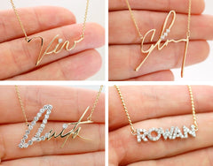 Gold Memorial Jewelry With Handwriting: 14K Gold Necklace custom necklace