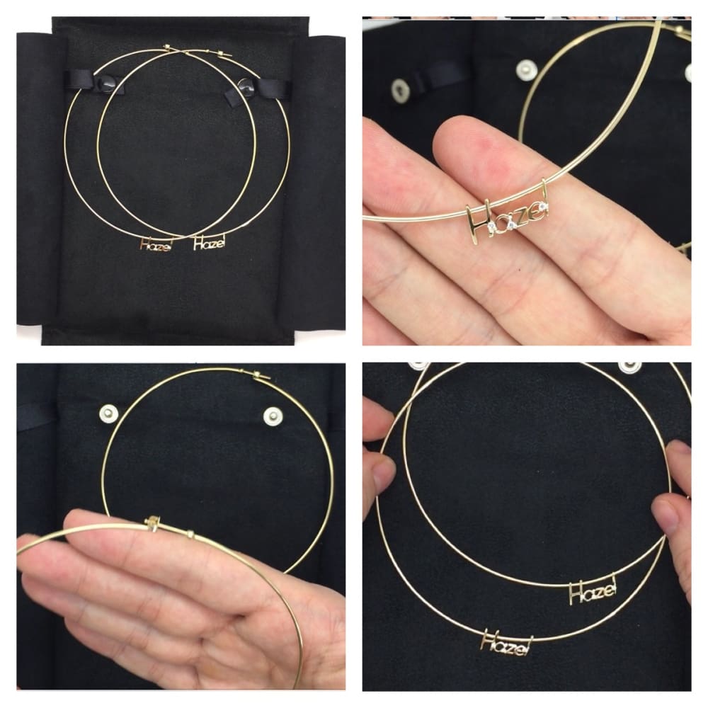 Gold Monogram Earrings with Handwriting, 14K Stud Earrings - Fine Jewelry by Anastasia Savenko