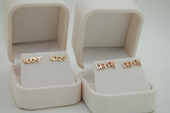 Gold Monogram Earrings with Handwriting, 14K Stud Earrings - Fine Jewelry by Anastasia Savenko