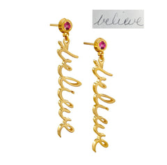 Gold Name Earrings from Handwriting, 14K Dangle Earrings - Fine Jewelry by Anastasia Savenko