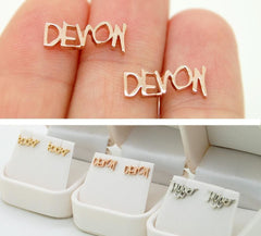 Handwriting earrings and studs - 14K solid gold - yellow, rose or white - Fine Jewelry by Anastasia Savenko