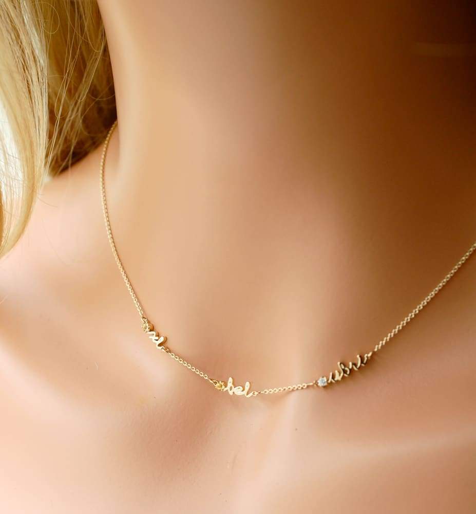 Kids Names Necklace for Mom of 1 2 3 4 5 6 7 Kids 14K Gold Mother