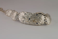 Large Link Bracelet With Sapphires: Contemporary Sterling Silver Bracelet - Fine Jewelry by Anastasia Savenko