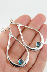 Large Teardrop Earrings: Blue Topaz Drop Earrings In Sterling Silver - Fine Jewelry by Anastasia Savenko