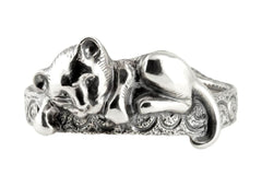 Lion Bracelet: Cute Lion Cub Chewing Cuff, Sterling Silver - Fine Jewelry by Anastasia Savenko