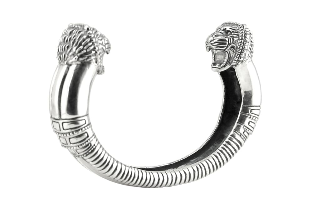 Men's Viking King Lion Head Bracelet | Polished Stainless