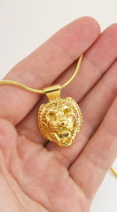 Lion head necklace: Assyrian inspired pendant, gold plating over sterling silver - Fine Jewelry by Anastasia Savenko