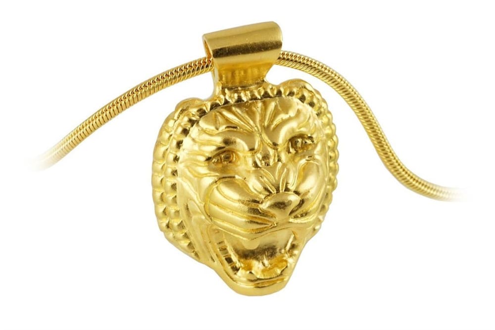 Lion head necklace: Assyrian inspired pendant, gold plating over sterling silver - Fine Jewelry by Anastasia Savenko