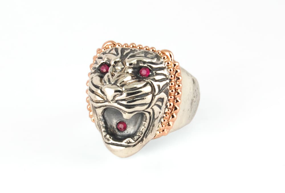 Lion head ring: oxidized sterling silver ring, heavy silver lion ring - Fine Jewelry by Anastasia Savenko