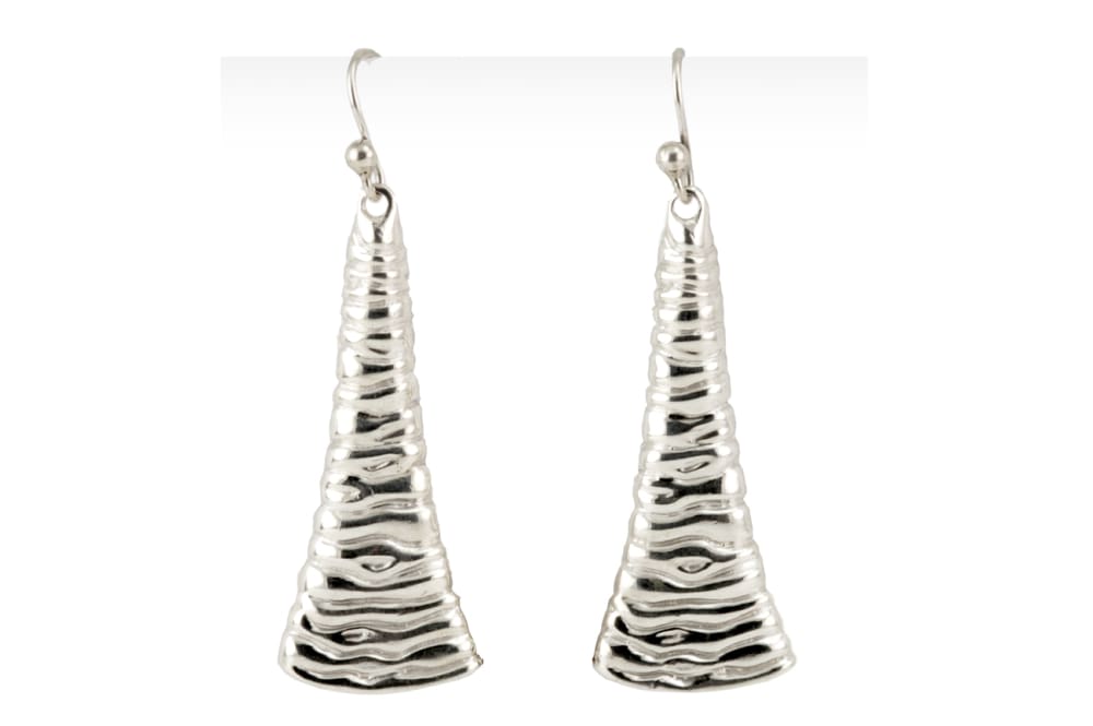 Long dangle earrings: sterling silver earrings with wave texture - Fine Jewelry by Anastasia Savenko