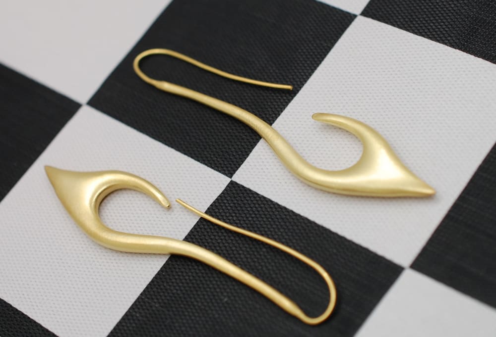 Long earrings with matte gold finish: 18K Gold plating over silver - Fine Jewelry by Anastasia Savenko