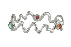 Multi Colored Gemstones Bracelet: Matte Sterling Silver Bangle - Fine Jewelry by Anastasia Savenko